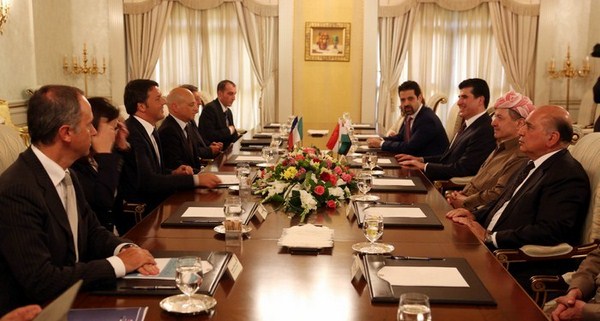 رينتزي يؤكد دعم ايطاليا للنازحين الى إقليم كوردستان